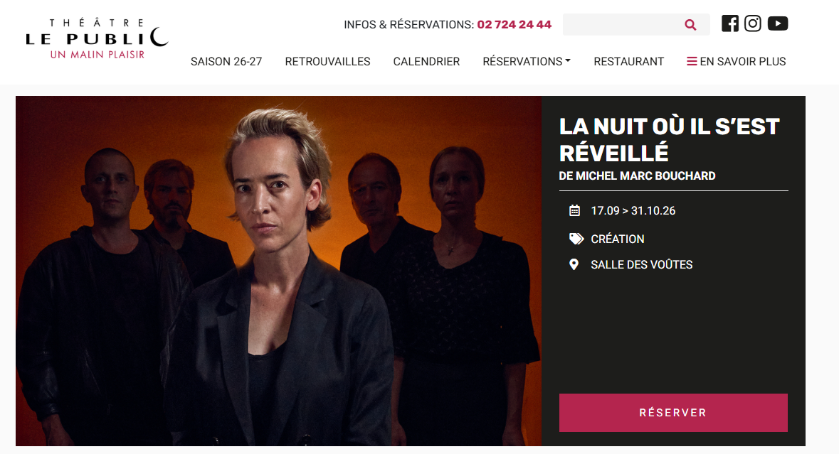 La nuit où il s'est réveillé - Théâtre Le Public - Bruxelles - Belgique - sept-oct. 2026